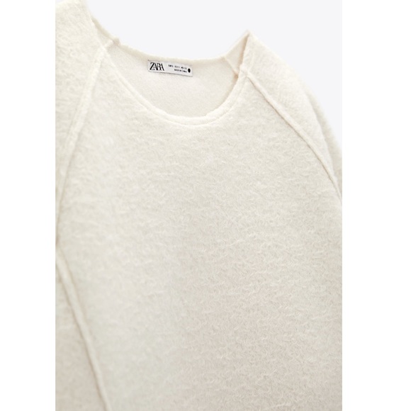 Zara Round Neck Long Sleeve Oversized Bouclé Sweatshirt Sz:S - Picture 10 of 10